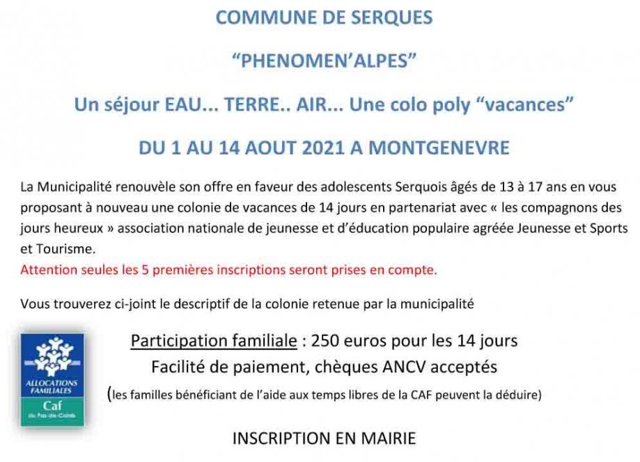 Annonce colonie 2021