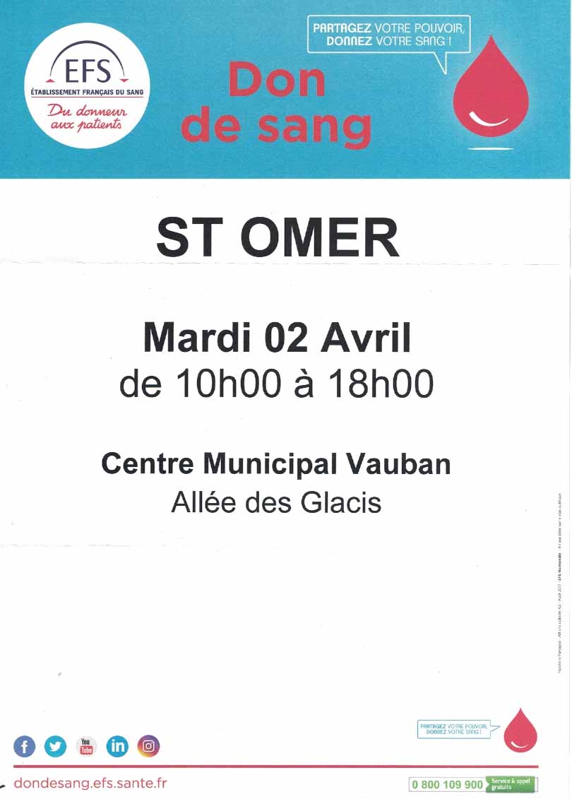 Don de sang saint omer 2 avril