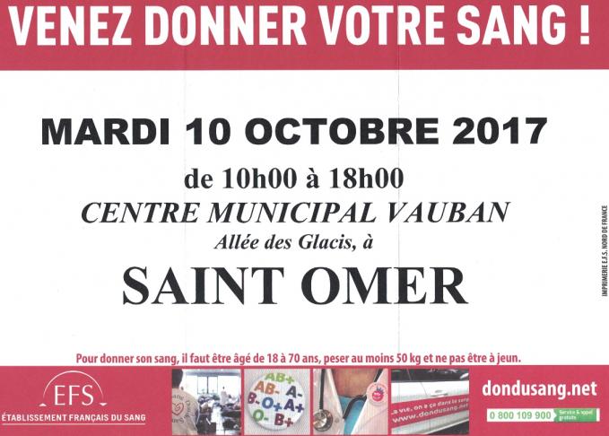 Don du sang 10 octobre 1