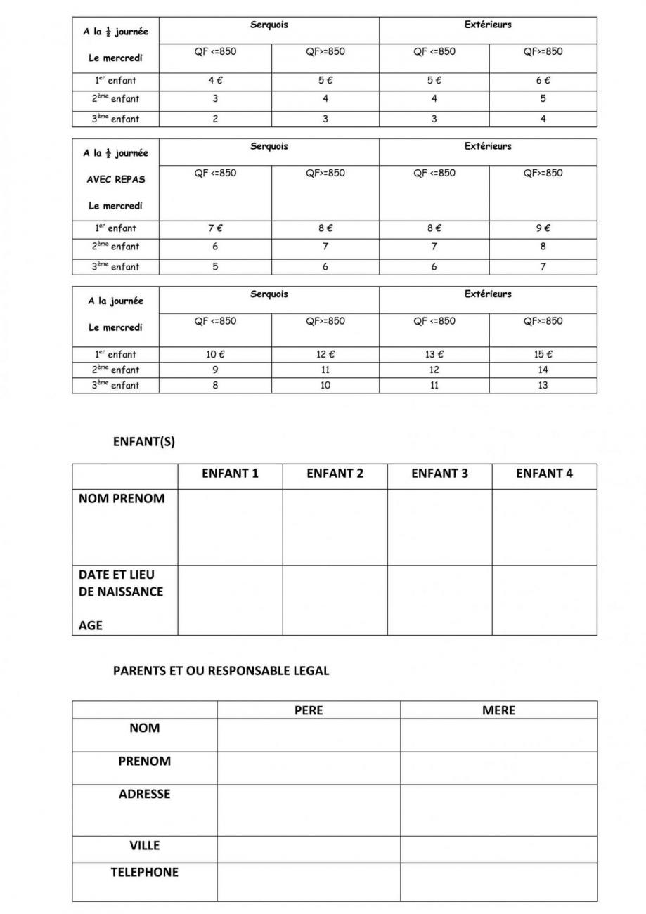 Dossier inscription alsh mercredi 2