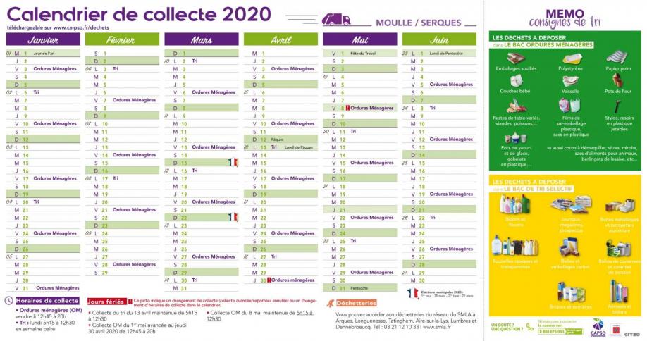 Moulle et serques calendrier collecte 1